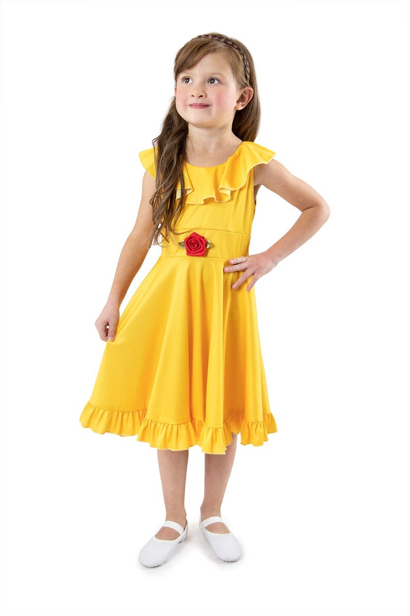 Little Adventures Yellow Beauty Princess Twirl Dress (Large Size 8) - Machine Washable Child Pretend Play and Party Dress with No Glitter - Image 1